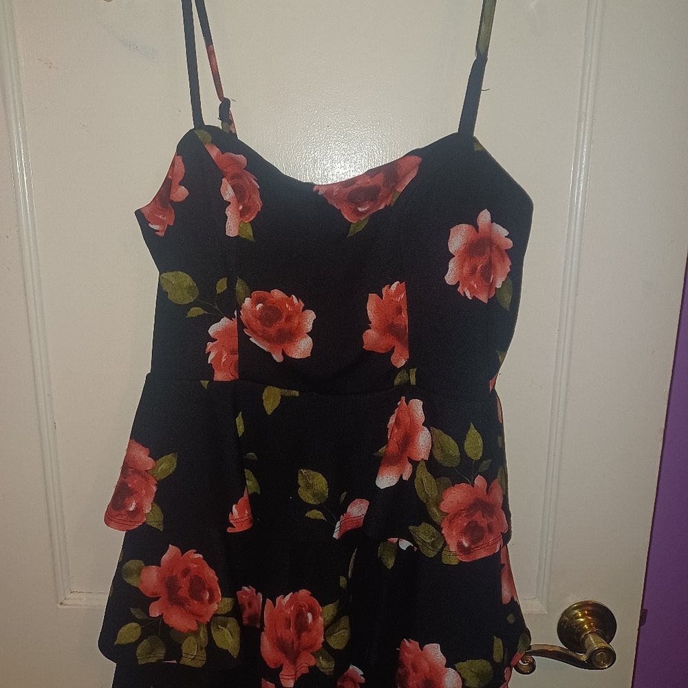 Xl flower ruffle dress short